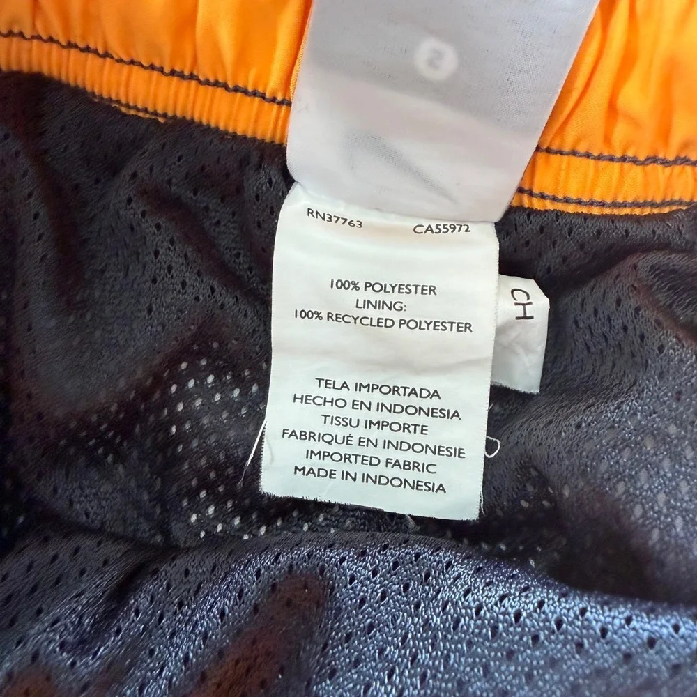 Nike Mens Swim Trunks Small Black Orange Striped Board Shorts Mesh Lined A+ beac
